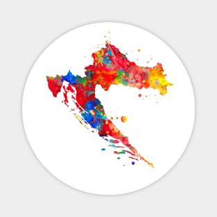 Croatia Map Watercolor Painting Magnet